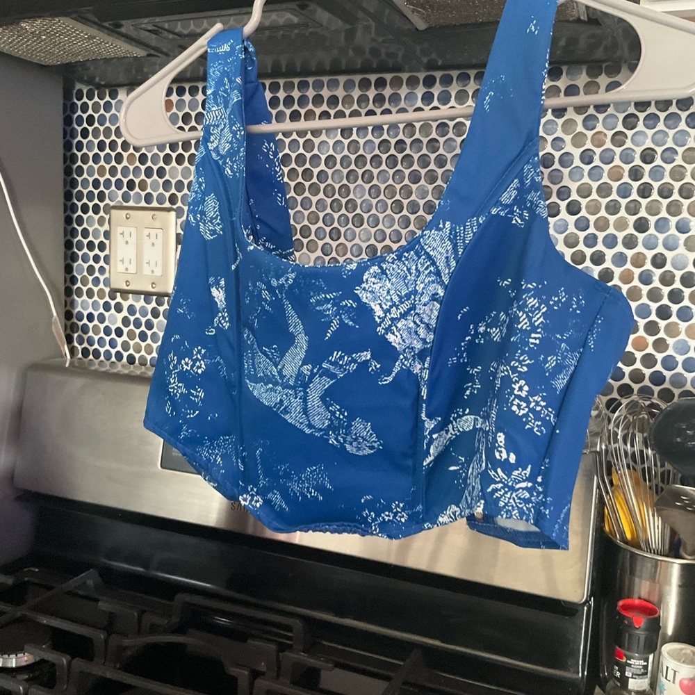 Blue bustier crop top